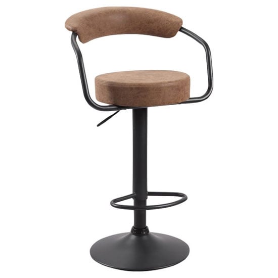 Hanna Woven Fabric Bar Stool In Brown With Black Base