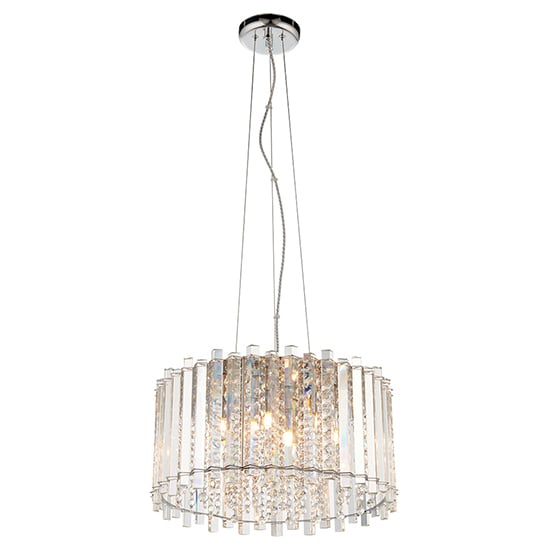 Photo of Hanna 5 lights clear crystals pendant light in polished chrome