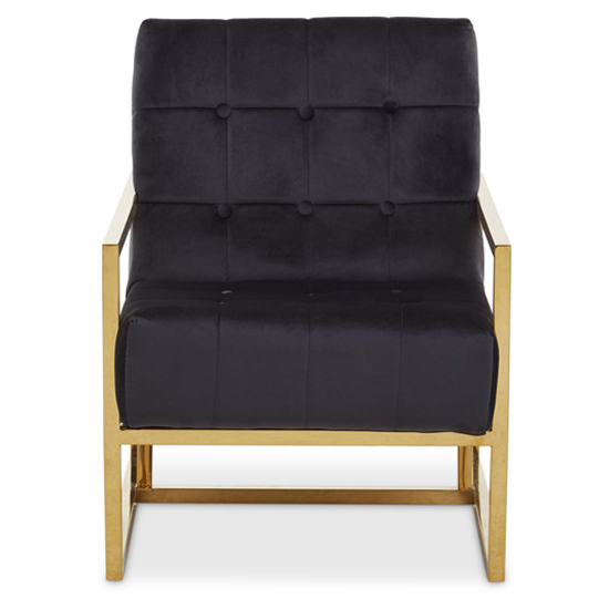 Product photograph of Hanna Velvet Lounge Chair With Gold Frame In Black from Furniture in Fashion