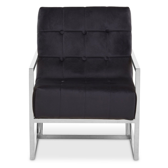 Product photograph of Hanna Velvet Lounge Chair With Silver Frame In Black from Furniture in Fashion