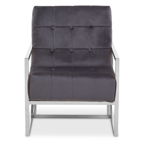 Product photograph of Hanna Velvet Lounge Chair With Silver Frame In Grey from Furniture in Fashion