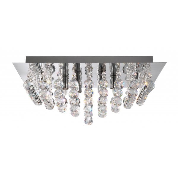 Product photograph of Hanna Square Polished Chrome And Crystal Ceiling Light from Furniture in Fashion