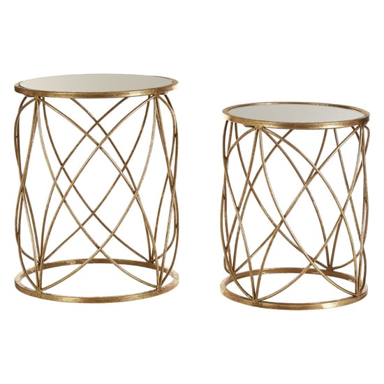 Hannah Glass Set Of 2 Side Tables With Sparkle Champagne Frame