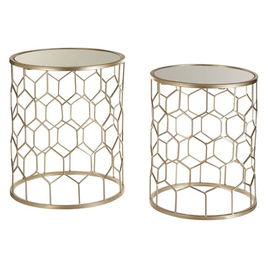Hannah Mirrored Glass Set Of 2 Side Tables With Champagne Frame_2