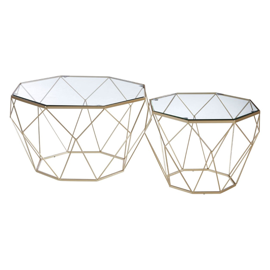 Hannah Octagonal Glass Set Of 2 Side Tables With Champagne Frame_2