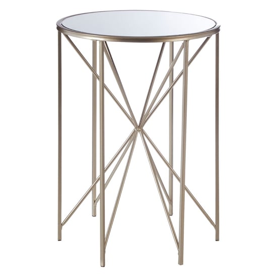 Hannah Round Mirrored Glass Top Side Table With Champagne Base_2