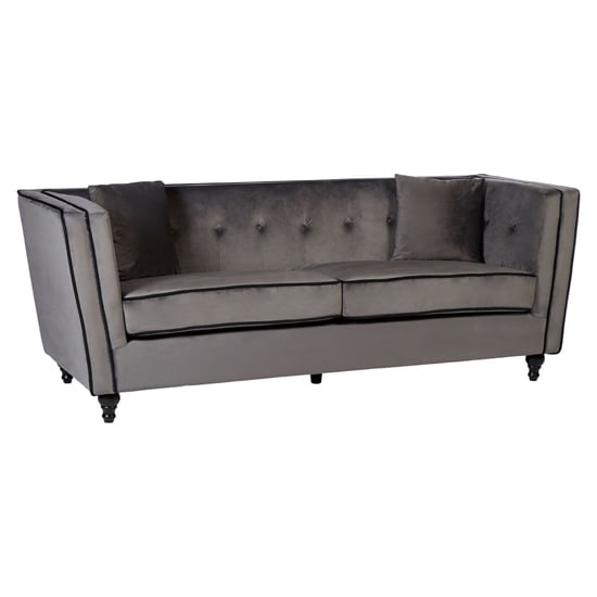 Read more about Hannah upholstered velvet 3 seater sofa in grey