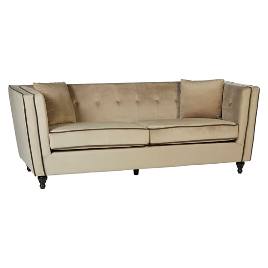 Photo of Hannah upholstered velvet 3 seater sofa in mink