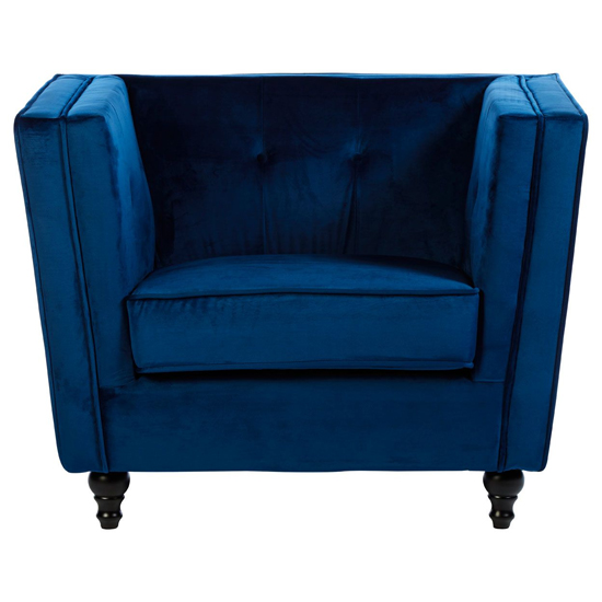 Hannah Upholstered Velvet Armchair In Navy Blue_2