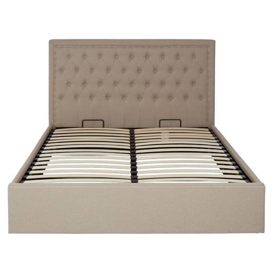 Hannata Fabric Storage Ottoman King Size Bed In Beige Furniture in