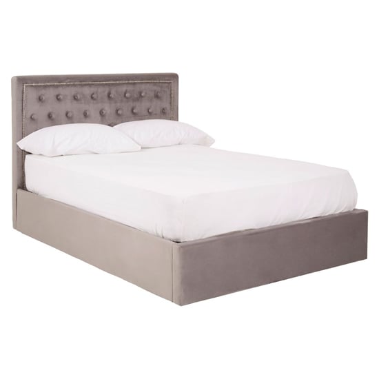 Read more about Hannata velvet storage ottoman double bed in brushed steel