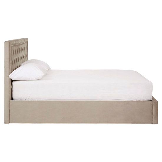 Hannata Velvet Storage Ottoman Double Bed In Mink