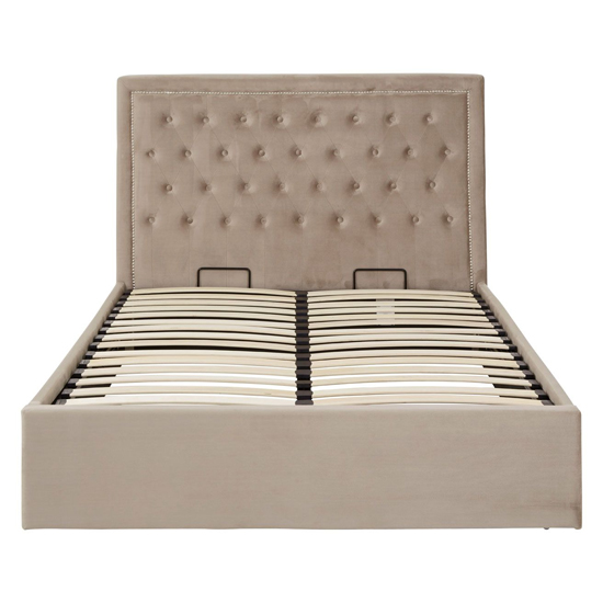 Hannata Velvet Storage Ottoman Double Bed In Mink