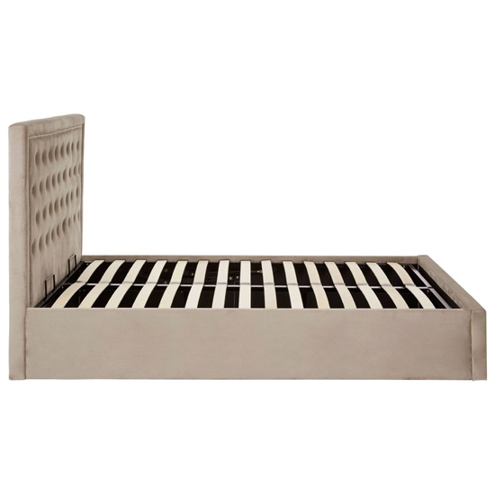 Hannata Velvet Storage Ottoman Double Bed In Mink
