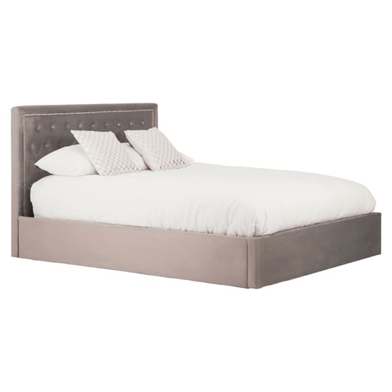 Photo of Hannata velvet storage ottoman king size bed in brushed steel