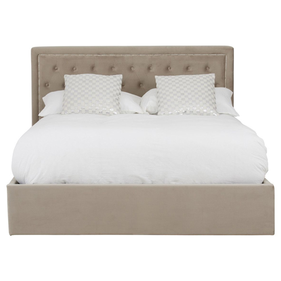 Hannata Velvet Storage Ottoman King Size Bed In Mink