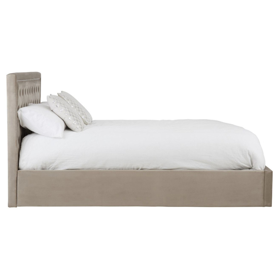 Hannata Velvet Storage Ottoman King Size Bed In Mink