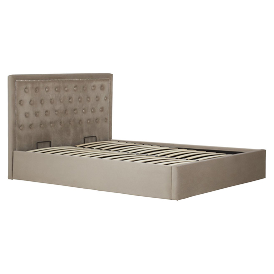 Hannata Velvet Storage Ottoman King Size Bed In Mink