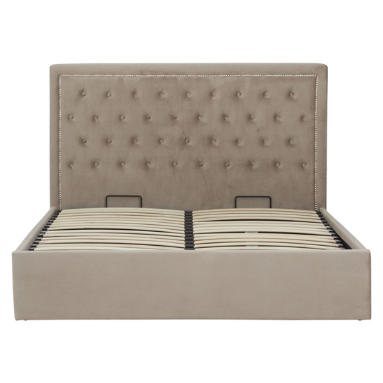 Hannata Velvet Storage Ottoman King Size Bed In Mink