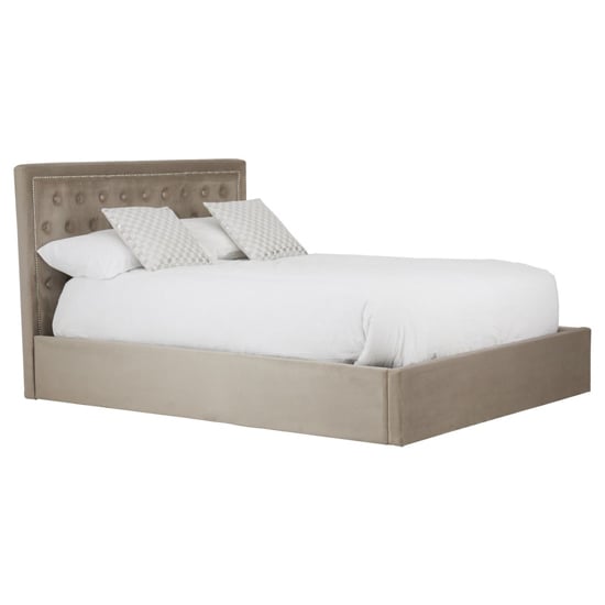 Read more about Hannata velvet storage ottoman king size bed in mink