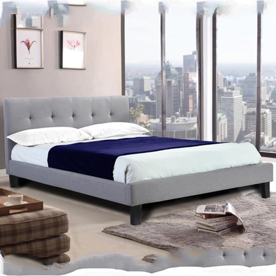 Read more about Hanne linen fabric single bed in grey
