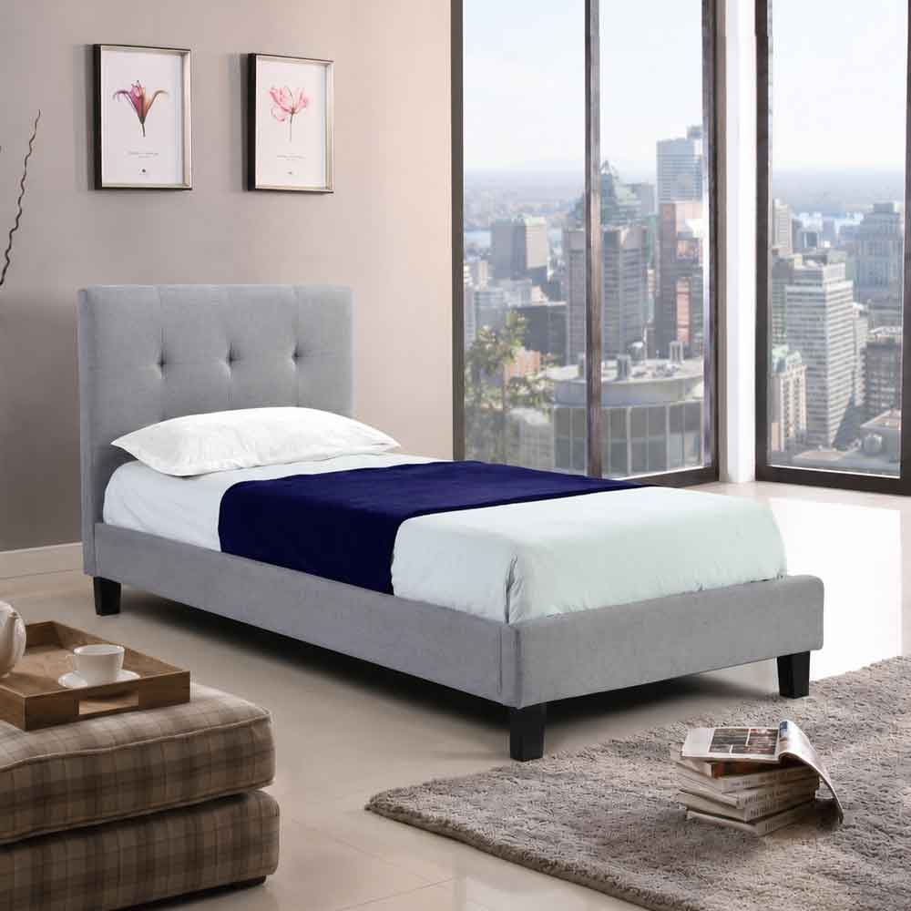 hanne linen fabric single bed in grey-image-55733