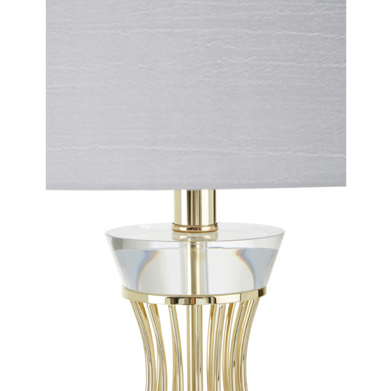 Hannes White Fabric Shade Table Lamp With Gold Wireframe Base