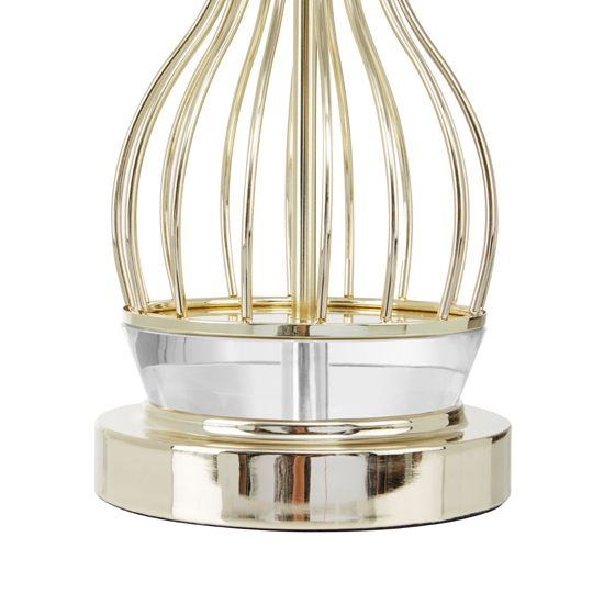 Hannes White Fabric Shade Table Lamp With Gold Wireframe Base