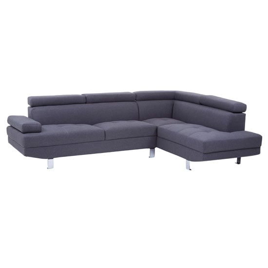 Photo of Hannover fabric upholstered corner sofa in dark grey