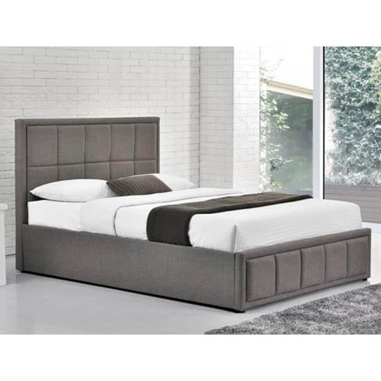 Hannover Ottoman Fabric King Size Bed In Grey
