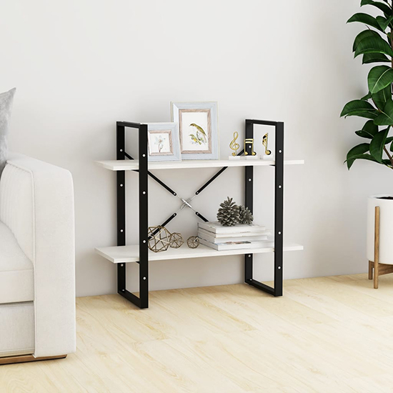 Photo of Hanny pine wood 2-tier bookshelf in white