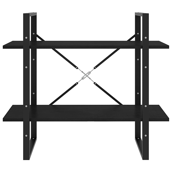 Hanny Pine Wood 2-Tier Bookshelf In Black