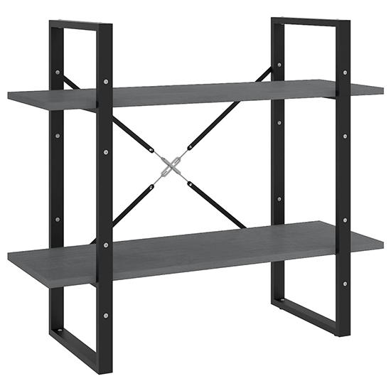 Hanny Pine Wood 2-Tier Bookshelf In Grey