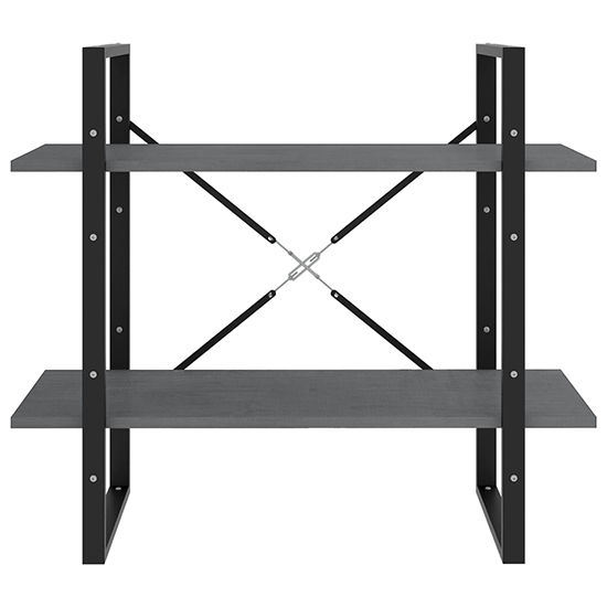 Hanny Pine Wood 2-Tier Bookshelf In Grey