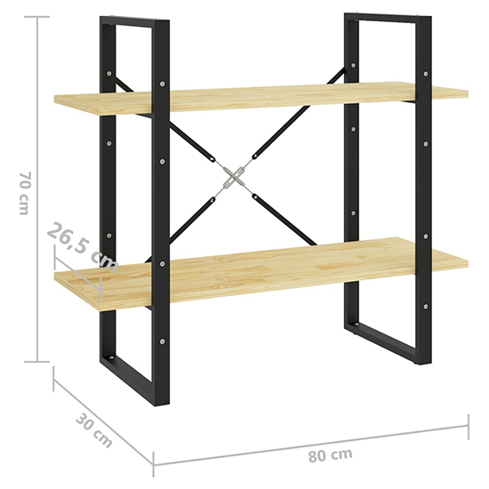 Hanny Pine Wood 2-Tier Bookshelf In Natural