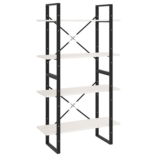 Hanny Pine Wood 4-Tier Bookshelf In White