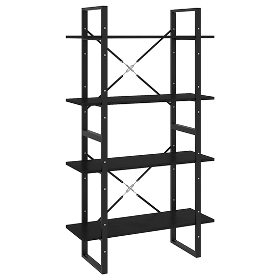 Hanny Pine Wood 4-Tier Bookshelf In Black