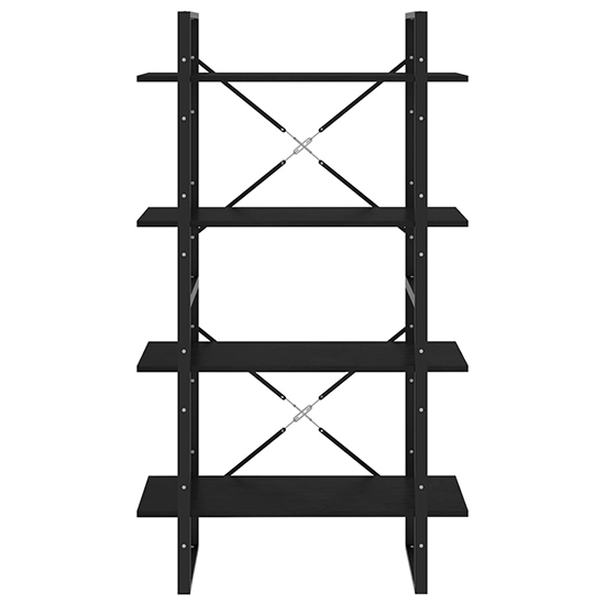 Hanny Pine Wood 4-Tier Bookshelf In Black