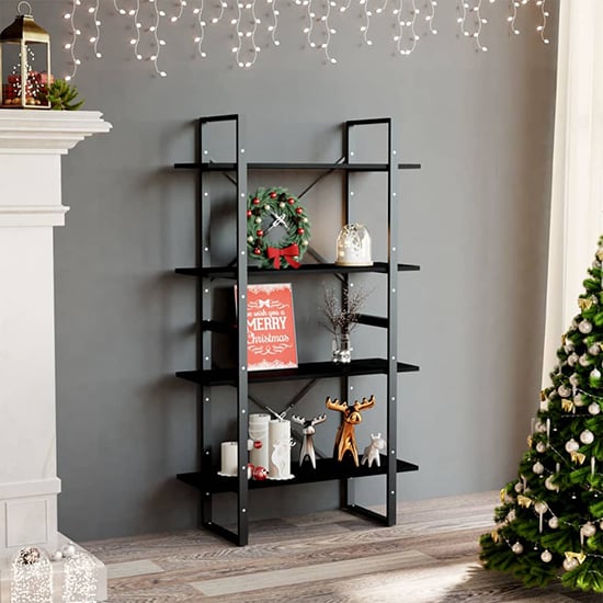 Read more about Hanny pine wood 4-tier bookshelf in black