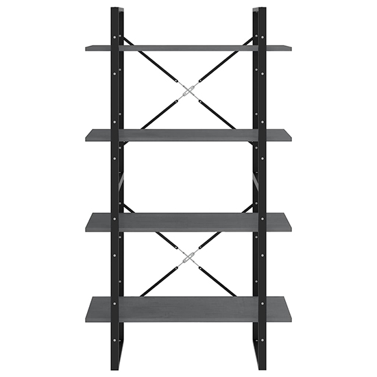 Hanny Pine Wood 4-Tier Bookshelf In Grey