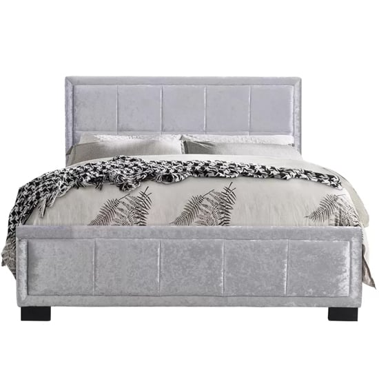 Hanover Fabric Double Bed In Steel Crushed Velvet