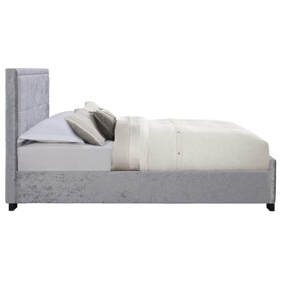 Hanover Fabric Double Bed In Steel Crushed Velvet