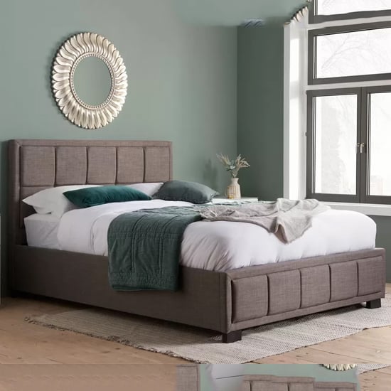 Product photograph of Hanover Fabric King Size Bed In Grey from Furniture in Fashion