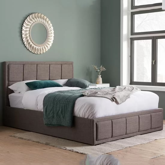 Hanover Fabric Ottoman King Size Bed In Grey