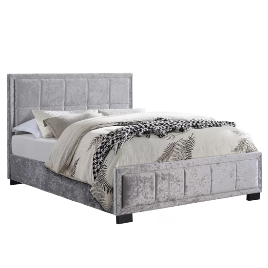 Hanover Fabric Small Double Bed In Steel Crushed Velvet