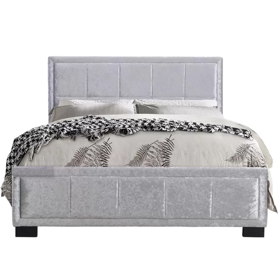 Hanover Fabric Small Double Bed In Steel Crushed Velvet