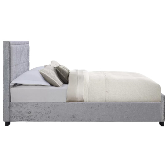 Hanover Fabric Small Double Bed In Steel Crushed Velvet