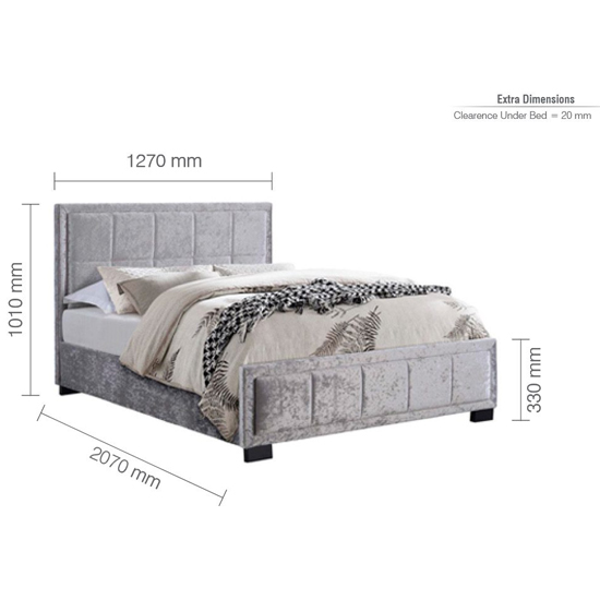 Hanover Fabric Small Double Bed In Steel Crushed Velvet