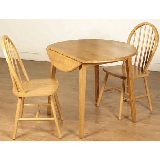 Product photograph of Hanover Round Drop Leaf Dining Set In Light Oak With 2 Chairs from Furniture in Fashion