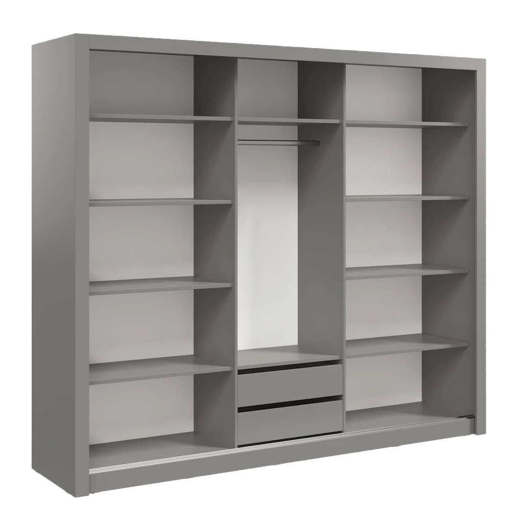 Hanover Wooden Wardrobe With 3 Sliding Doors In Matt Grey